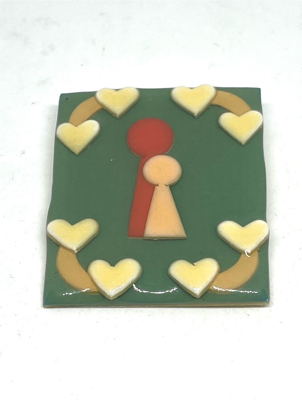 Green Heart & Keyhole Enamel Brooch - Designer Style